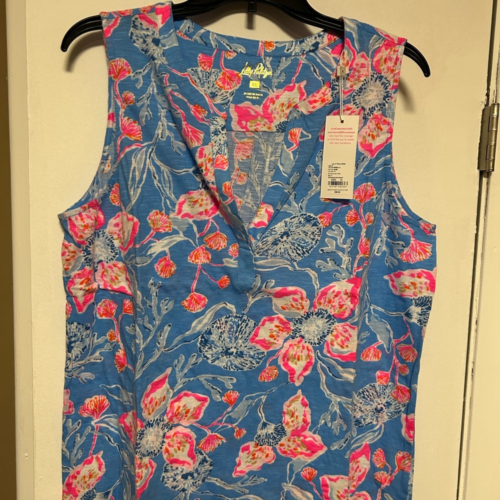Lilly Pulitzer Vibrant Blue and Pink Floral Blouse